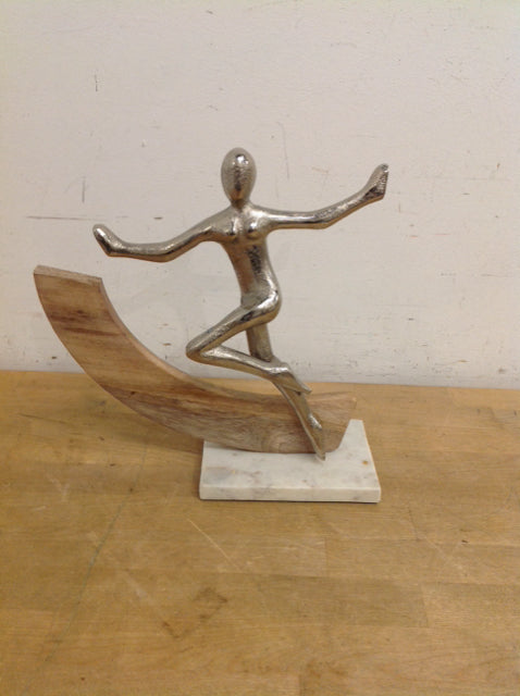 11.5" Silver Metal Female Dancer w/Marble Base