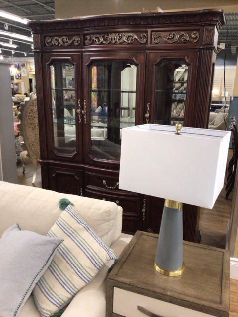 Dark Wood Two Pc China Cabinet