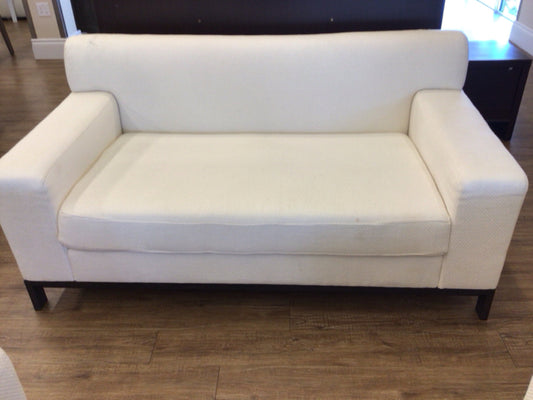 AS-IS Cream Fabric Love Seat(Light Soil)