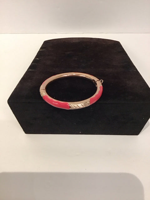 Rose Gold Cuff Bracelet w/Pink Enamel