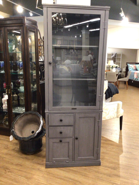 30" X 19" X 80" Elements Grey Apothecary Metal Cabinet