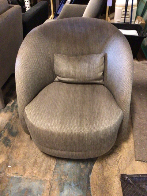 Laura Continuous Moonstone Fabric Swivel Chair W/Pillow