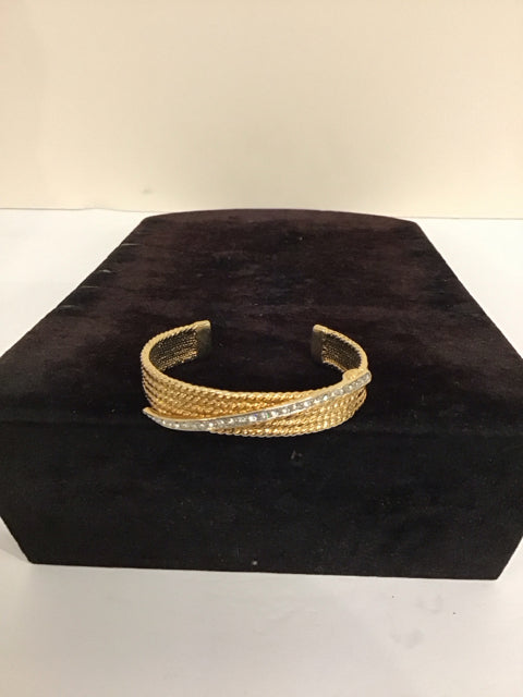 Gold/Pave Cuff Bracelet