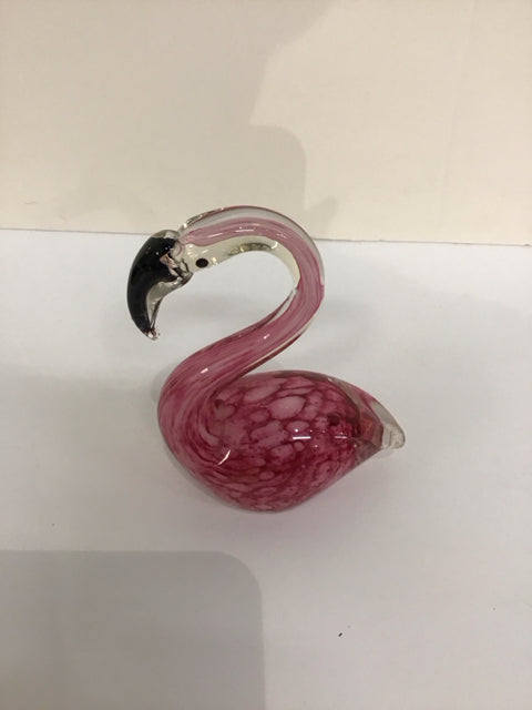 Pink Art Glass Flamingo