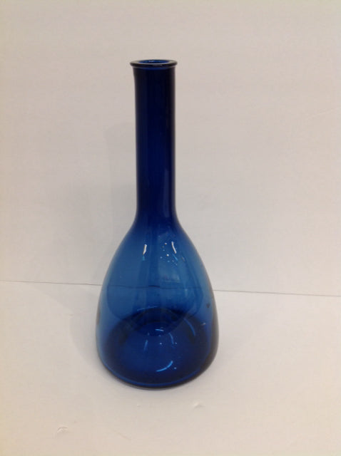 13" Blue Glass Vase w/Narrow Top