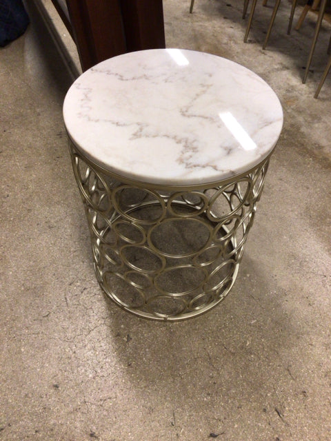 Round Marble Top Metal Base End Table