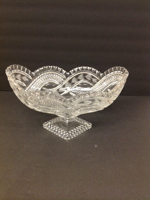 12" Cut Crystal Bowl on Pedestal