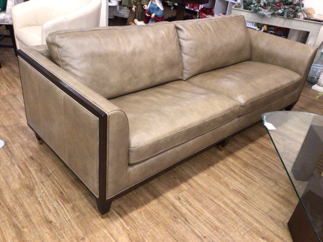 Macys Leather & Wood Sofa