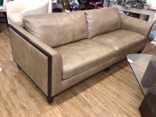 Macys Leather & Wood Sofa