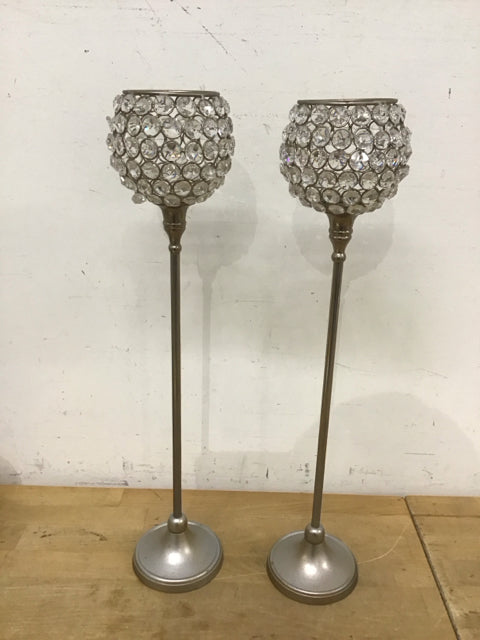 Z Gallerie Silver & Crystal Votive Holders
