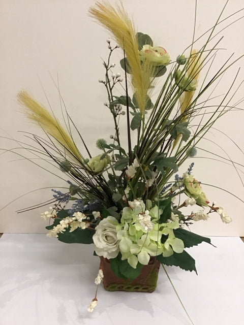 Floral Hydrangea Arrangement in Planter