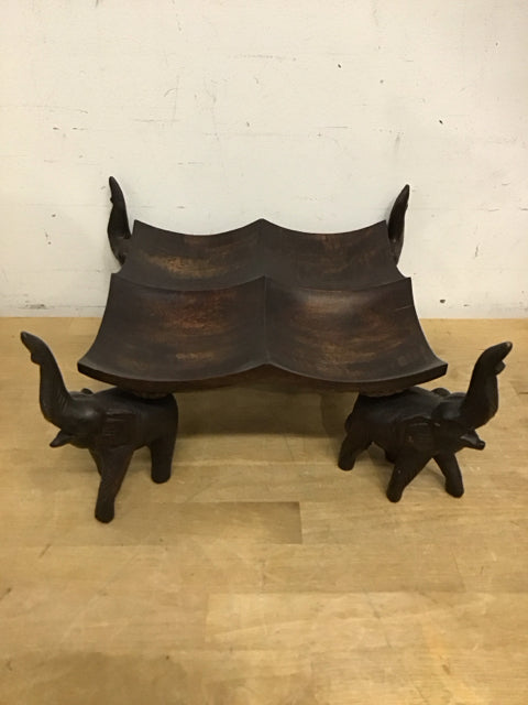 12"x12" Wooden Elephant Sectioned Bowl