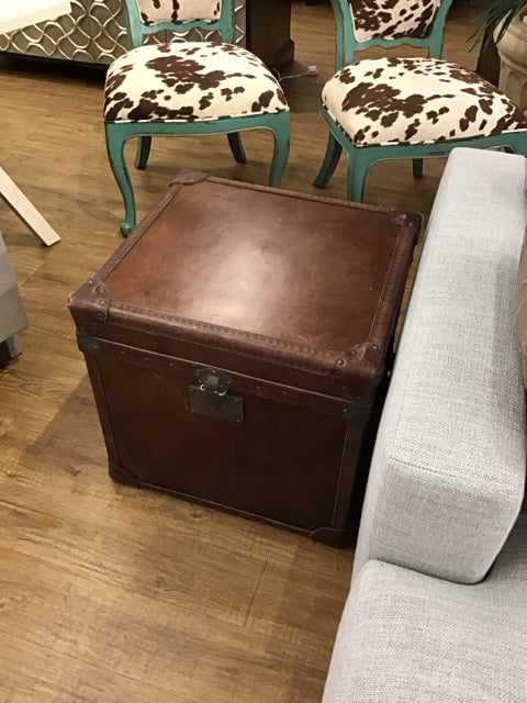 Leather Cube Trunk End Table