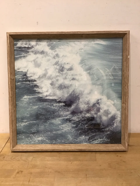 19"Sq Framed Waves Crashing