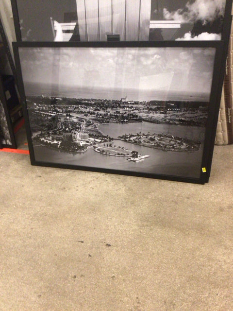 50" X 34" Black & White Framed Miami Print