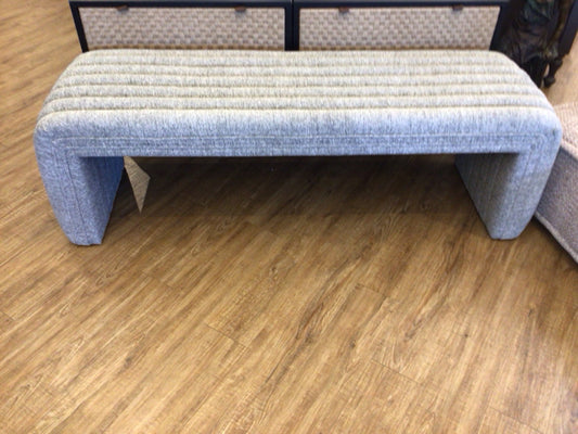 Grey Upholstered Channel Bench