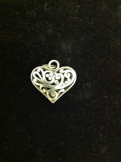 Silver Decorative Open Heart Pendant