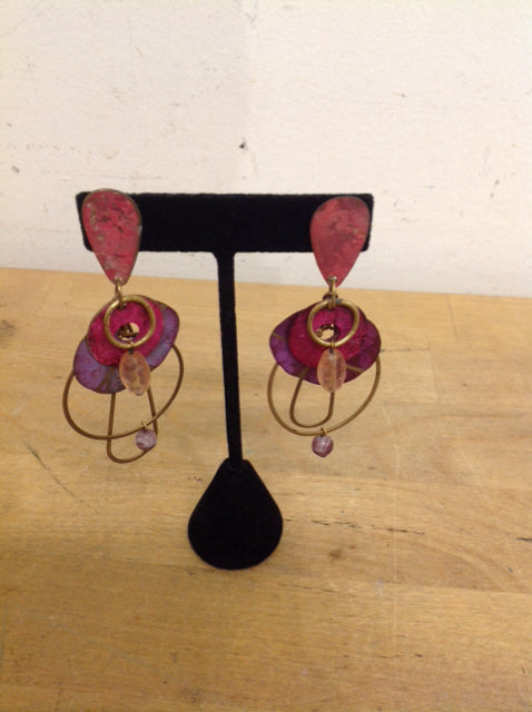 Earrings- Gold& Purple Stone Dangle