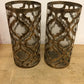 Pair Of Metal Morrocan Style Glass Hurricane Candle Holder