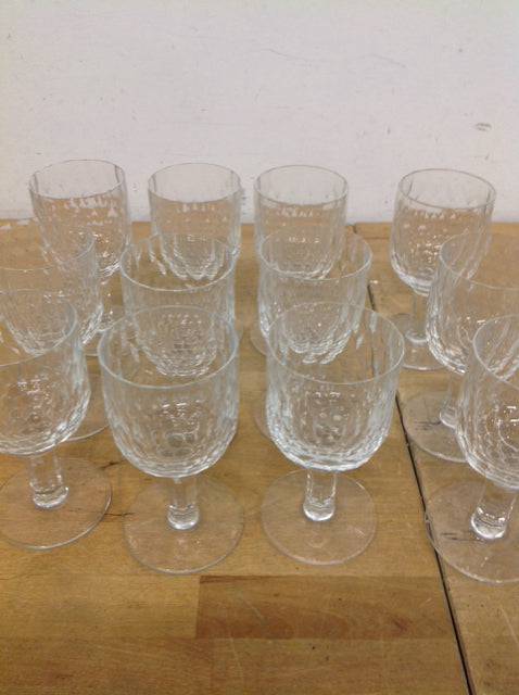 Set Of 12 Cut Crystal Wine Glasses