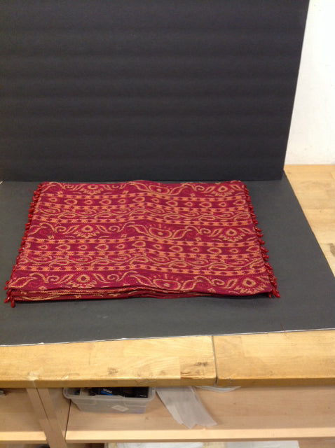 Set/8 Bead Trimmed Burgundy Stripe Placemats