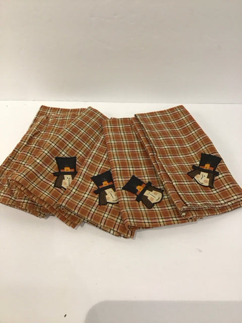 Set/6 Rust Plaid Pilgrim Napkins
