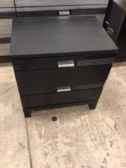 RTG Black Two Drawer Nightstand