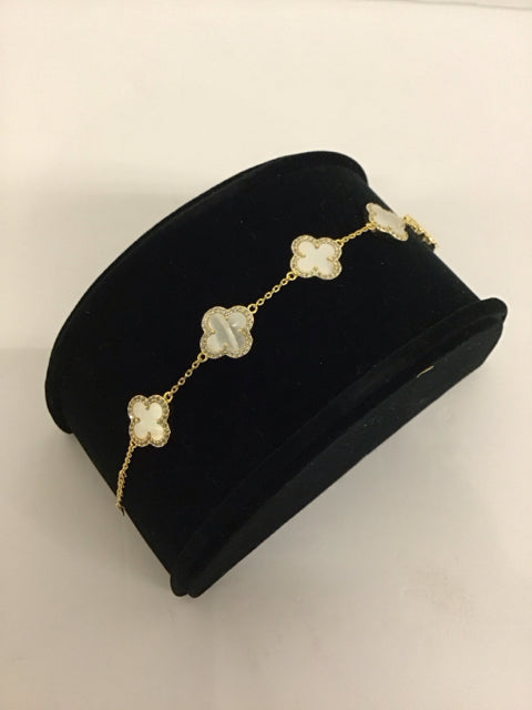 Van Cleef Style Gold MOP/Pave Bracelet
