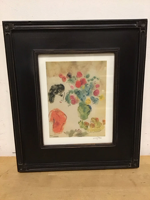 15.5"x13.5 Vava In Red Blouse By Marc Chagall COA