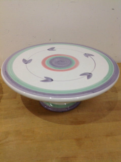 12" Italy Painted Ceramic Cake Stand