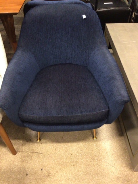 West Elm Phoebe Ink Blue Chair - Metal Legs