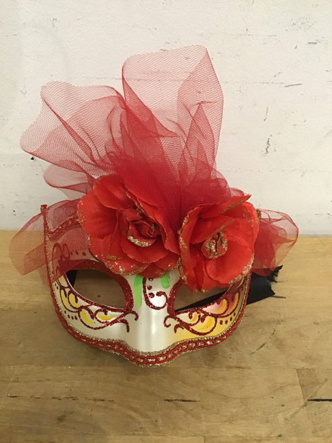 Red Floral Mask
