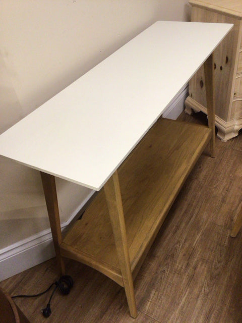 Cream/Wood Leg Console Table