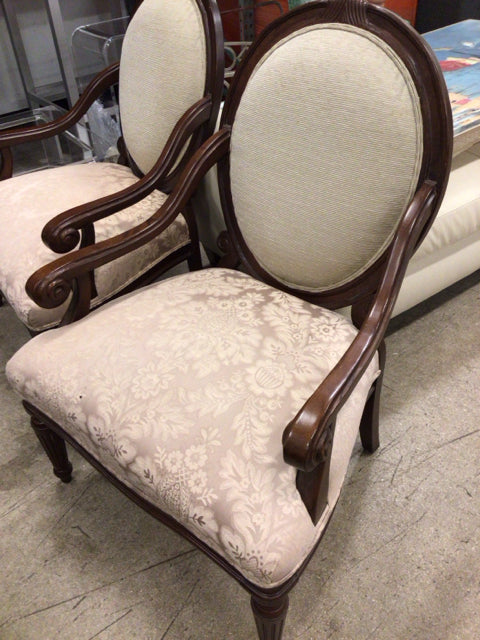 Bernhardt Furniture Oval Back Fabric & Wood Arm Chair