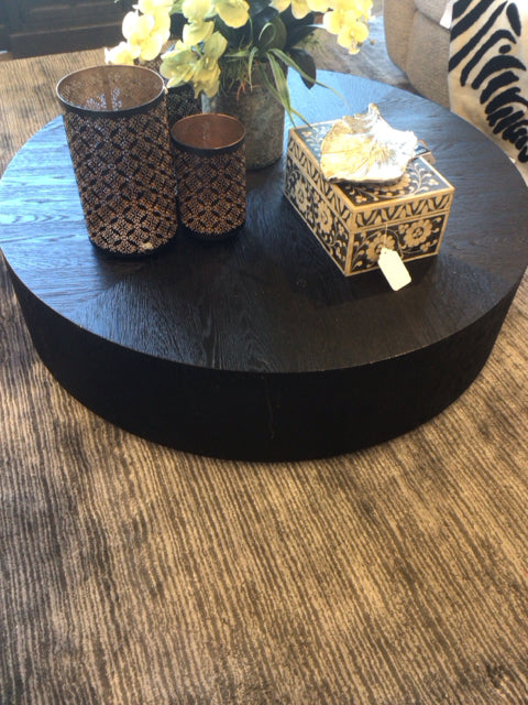 AS-IS RH Round Wood Coffee Table(Dings/Marks On Top)