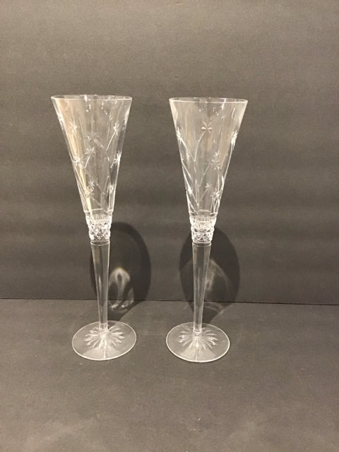 Pair Waterford "Wishes Believe" Champagne Flutes