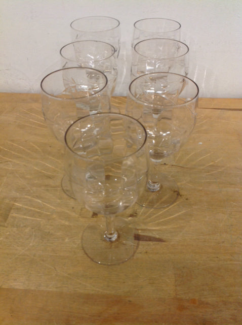 Set Of 7 Vintage Wine Glasses