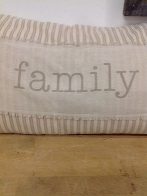 Pillow- 22" Linen Stripe Family