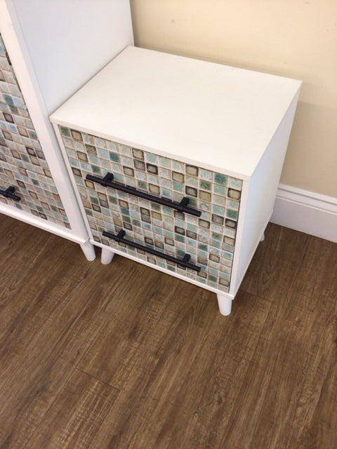 White/Faux Tile Nightstand