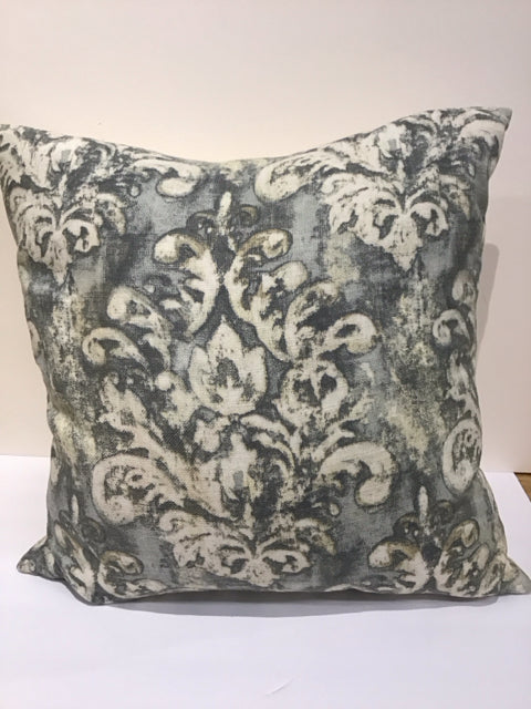 Ivory/Blue Damask Pillow