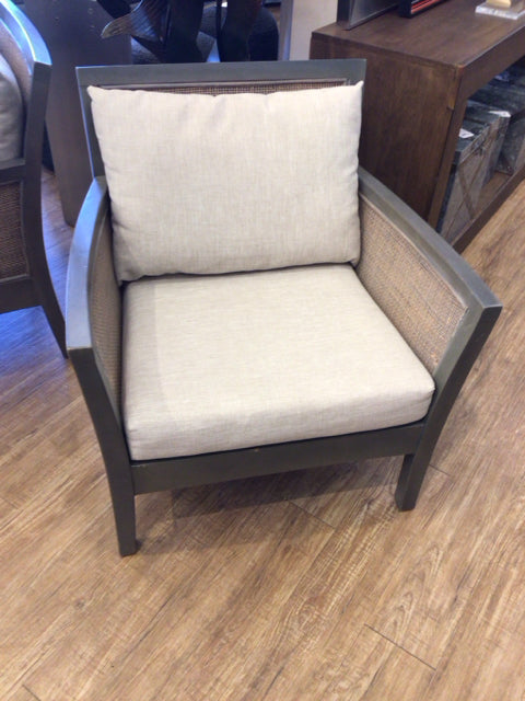 Grey Wood/Cain Arm Chair