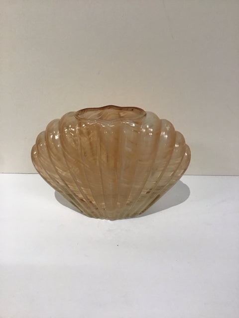 6" Art Deco Blush Shell-Like Glass Vase