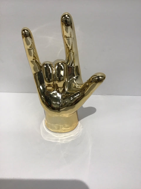 Gold Ceramic "I Love You" Sculpture
