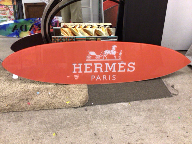 Hermes Paris Orange & White Acrylic Surfboard