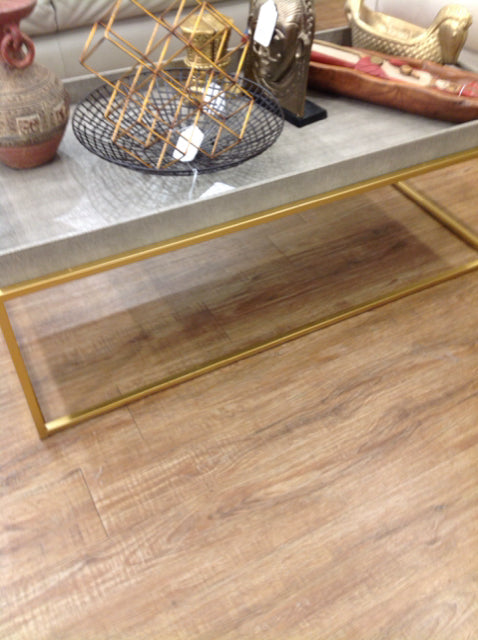 Coffee Table- Shagreen Grey Tray & Gold Metal