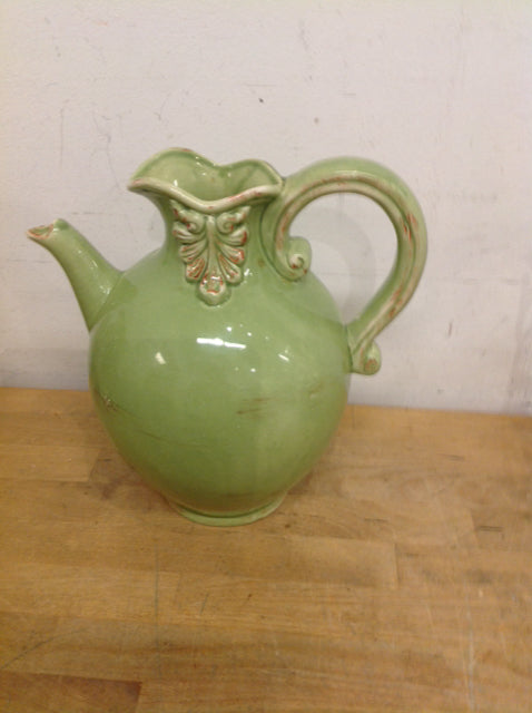 10" Green Ceramic Pitcher