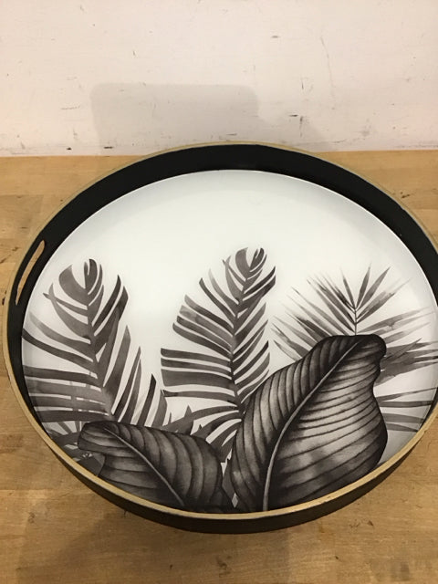 19.5" Tropical Black & White Tray As Is