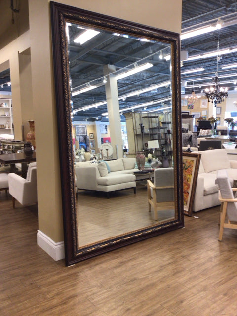 104" H Brown/Black/Gold Framed Beveled Floor Mirror