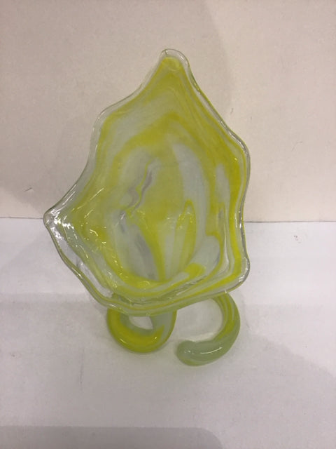 11" Abstract Yellow Art Glass Vase