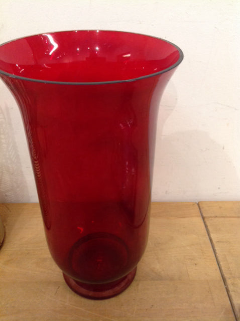 Vase- 12" Red Glass